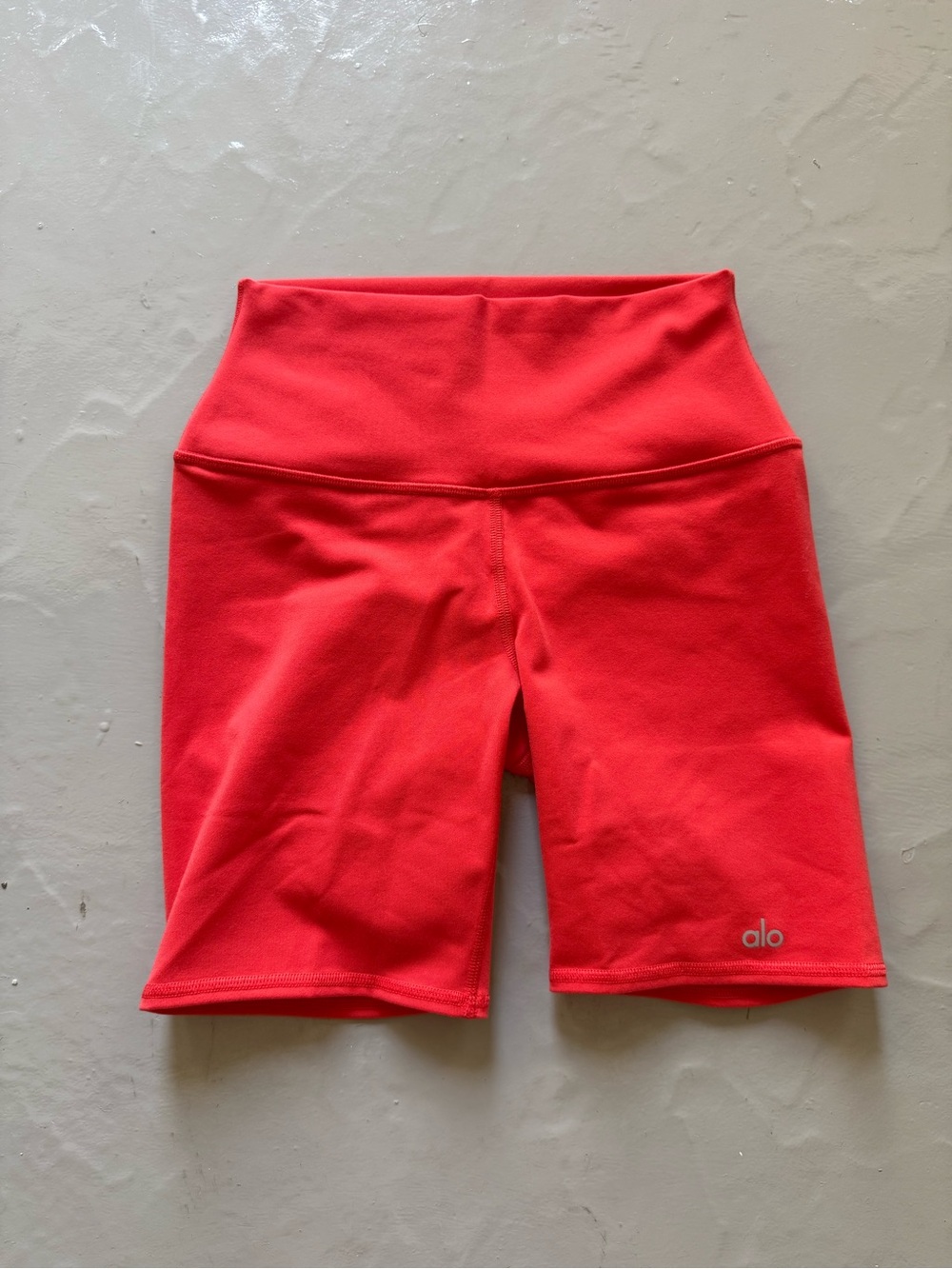 ALO Yoga High-Waist Airbrush Bike Shorts in neon red NWOT